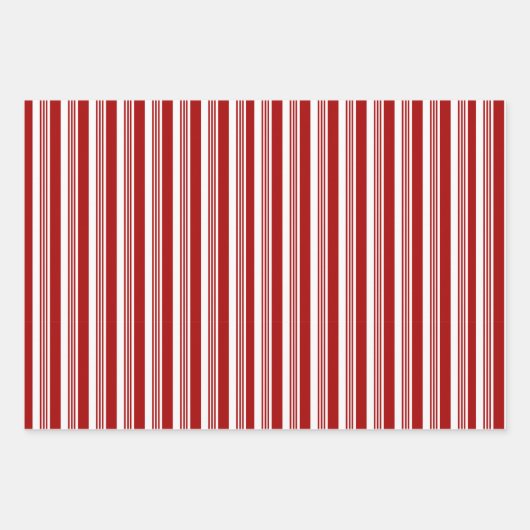 Sets aus rotem weißem Pfefferminzstreifen Geschenkpapier Set (Vorderseite)