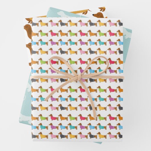 Sets für Wrapper aus gemischten Dackeln Geschenkpapier Set (Beispiel)