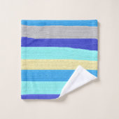 Sets mit blau und goldgestreiftem Badehandtuch (Waschlappen)