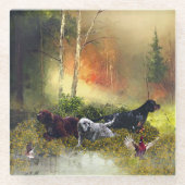 Setter-Familie Glasuntersetzer (Vorderseite)