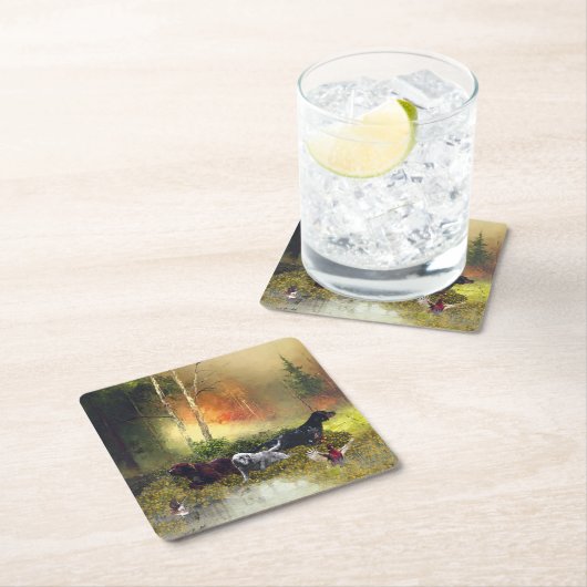 Setter-Familie Rechteckiger Pappuntersetzer (Vor Ort)