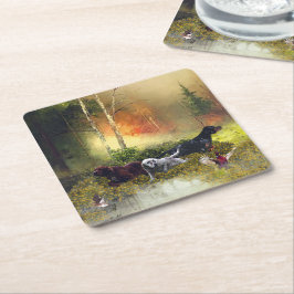 Setter-Familie Rechteckiger Pappuntersetzer