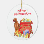 Setter-frohe Weihnachten Keramik Ornament (Links)
