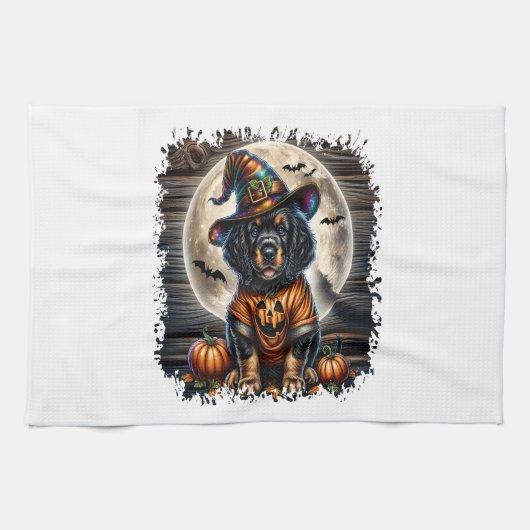 Setter-Hund Halloween-Quadrat Geschirrtuch (Horizontal)