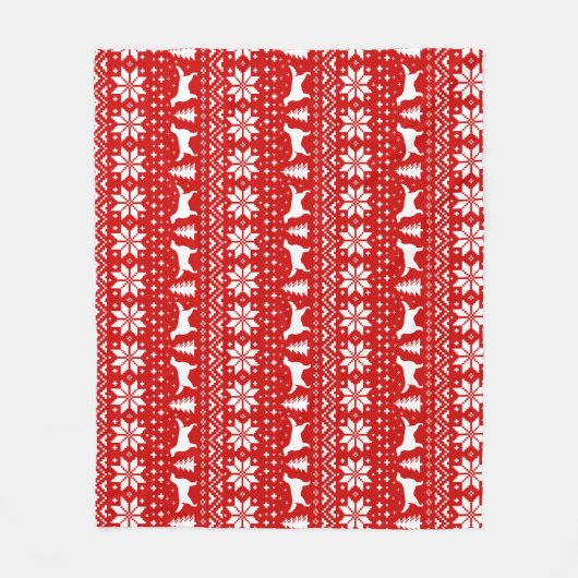 Setter-Silhouette-Weihnachtsmuster-Rot Fleecedecke (Vorderseite)