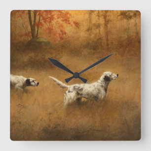 Setters in a Field by Percival Leonard Rosseau Quadratische Wanduhr