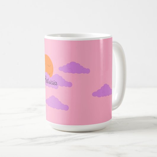 Setting Sun with Clouds: Carnation Pink Kaffeetasse (VorderseiteRechts)