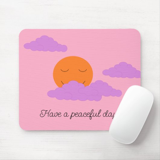 Setting Sun with Clouds: Carnation Pink Mousepad (Mit Mouse)