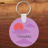 Setting Sun with Purple Clouds: Lavender Schlüsselanhänger (Vorderseite)