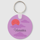 Setting Sun with Purple Clouds: Lavender Schlüsselanhänger (Rückseite)