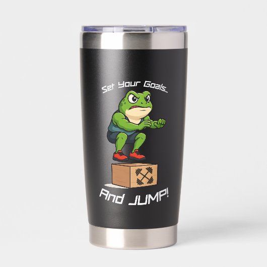Setze deine Ziele und springe - Männlicher Frosch Thermobecher (Vorderseite)
