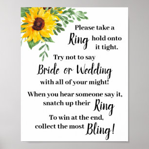 Setze einen Ring drauf Sonnenblumen Brause Spiel S Poster