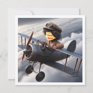 Setze mein Gesicht in das Bild, fliegendes Flugzeu Karte