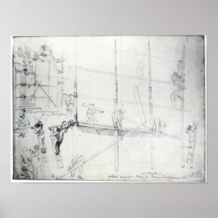 Setzen herauf Baugerüst außerhalb Craig Hauses Poster