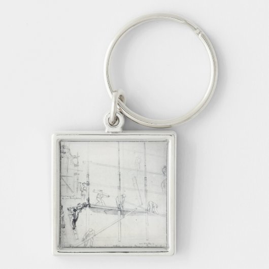 Setzen herauf Baugerüst außerhalb Craig Hauses Schlüsselanhänger (Vorne)