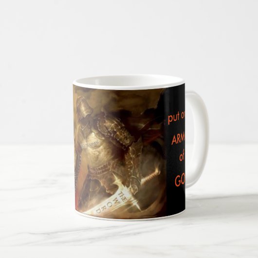 Setzen Sie an die Rüstung der Gott-Krieger-Tasse Kaffeetasse (VorderseiteRechts)