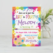 Setzen Sie die Kunst in Party farbenfrohe Paint Ge Einladung (Stehend Vorderseite)