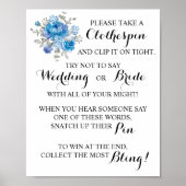 Setzen Sie ein Clothespin-Brautparty-Spielzeichen Poster (Vorne)