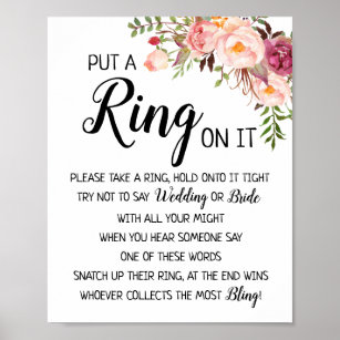 Setzen Sie einen Ring auf das Brautparty Hochzeits Poster