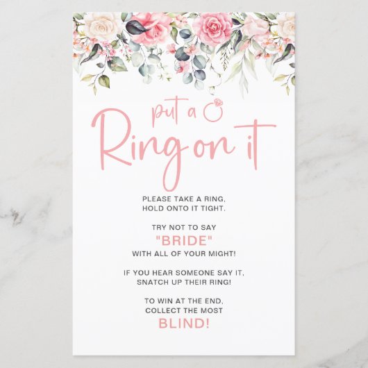 Setzen Sie einen Ring auf das Brautparty-Spiel (Vorderseite)