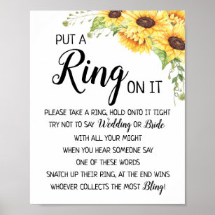 Setzen Sie einen Ring auf das Brautparty-Spiel Son Poster