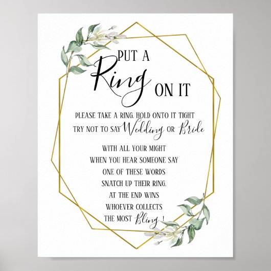 Setzen Sie einen Ring auf das Brautparty-Spielzeic Poster (Vorne)