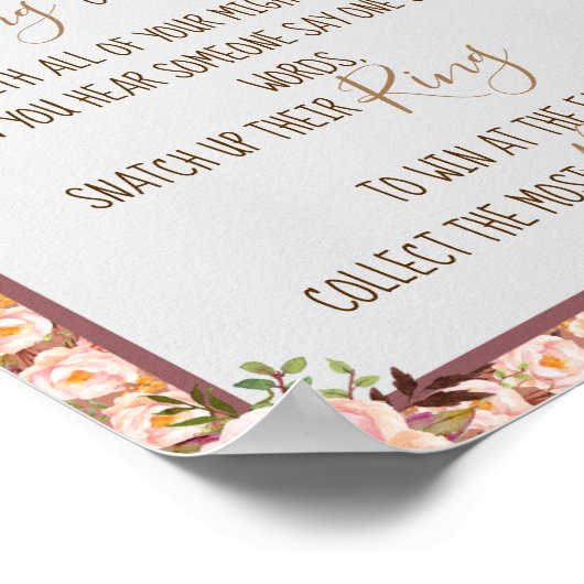 Setzen Sie einen Ring auf das Brautparty-Zeichen f Poster (Ecke)