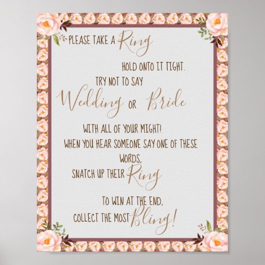 Setzen Sie einen Ring auf das Brautparty-Zeichen f Poster (Vorne)