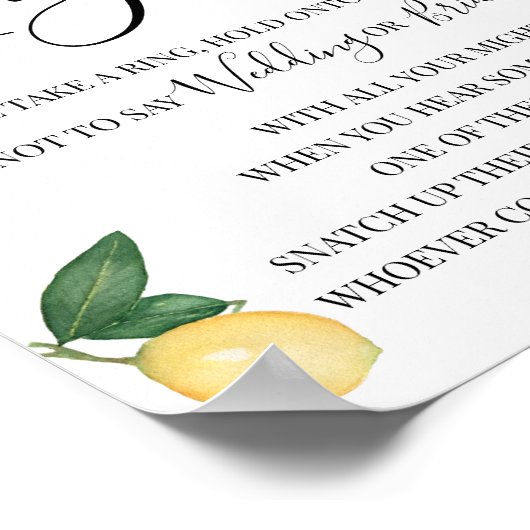 Setzen Sie einen Ring auf das Lemons Brautparty Ga Poster (Ecke)