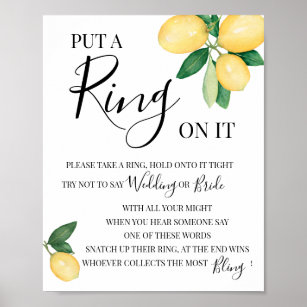 Setzen Sie einen Ring auf das Lemons Brautparty Ga Poster