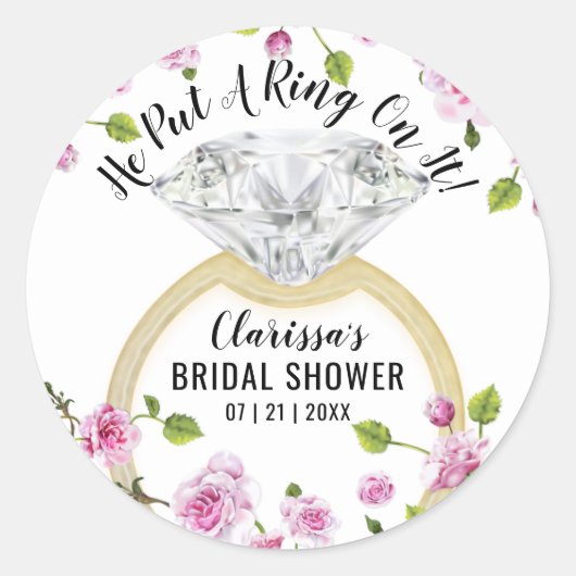 Setzen Sie einen Ring auf die moderne Diamantflora Runder Aufkleber (Vorderseite)