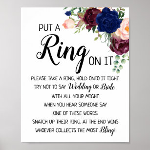 Setzen Sie einen Ring auf ihr Brautparty-Spiel Mar Poster
