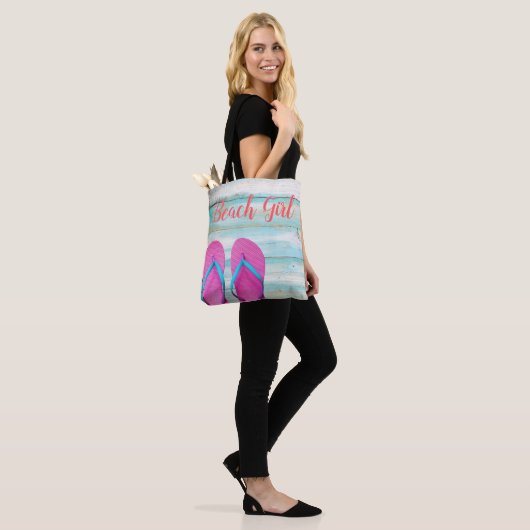 Setzen Sie hölzernes aquamarines Rosa umdrehen Tasche (Am Model)