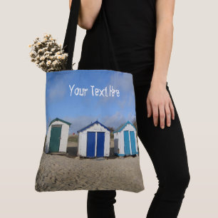 Setzen Sie Küstenstrand des Sandes der blauen Tasche