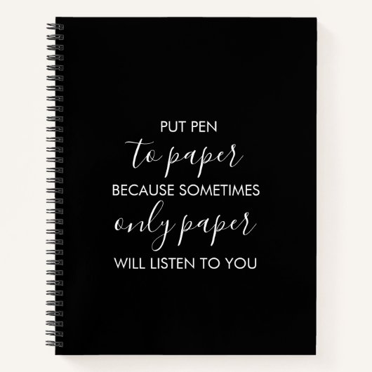 Setzen Sie Pen auf Papier Funny Black Notebook Notizblock (Vorderseite)