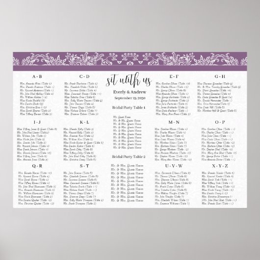 Setzen Sie sich mit unserer Plum Seating Chart Alp Poster (Vorne)