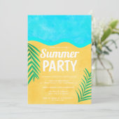 Setzen Sie Spaßsommer-Party der SandPalme Einladung (Stehend Vorderseite)