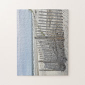 Setzen Sie Zaun und Sanddüne am Strand auf den Puzzle (Vertikal)