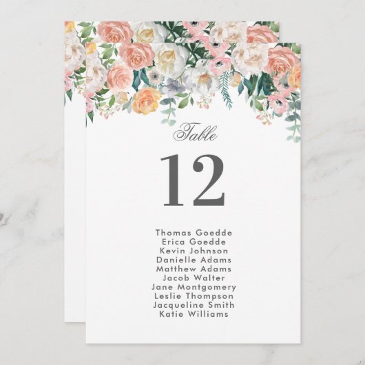 Setzendes Diagramm der Einladung (Vorne/Hinten)