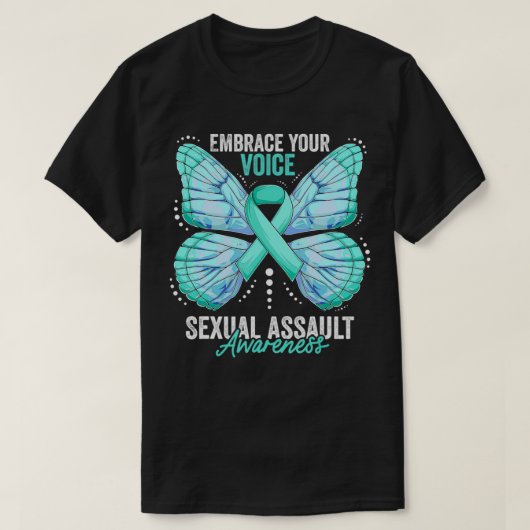 Seual Assault Awareness Montag Butterfly Aquamarin T-Shirt (Design vorne)