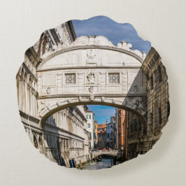 Seufzerbrücke, Venezia, Italien Rundes Kissen