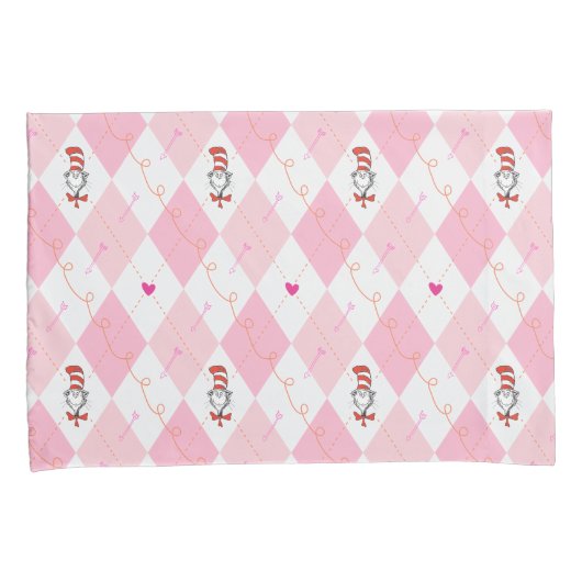 Seuss Valentine| Rosa Raute Katze in H Kissenbezug (Vorderseite-Rechts)