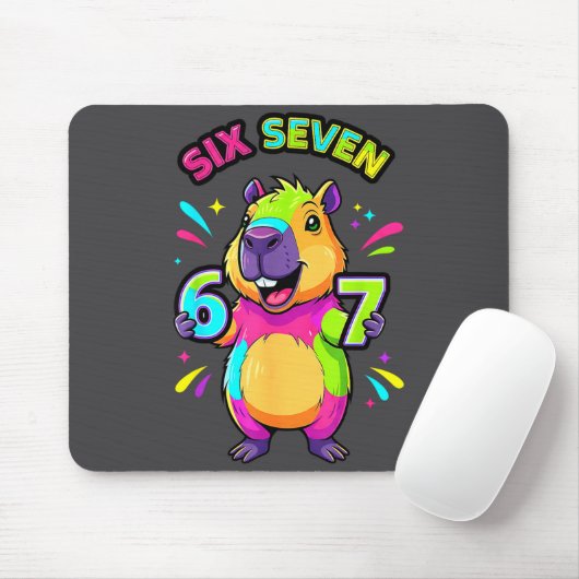 Seven Capybara Cartoon 67 Six Tee Mousepad (Mit Mouse)