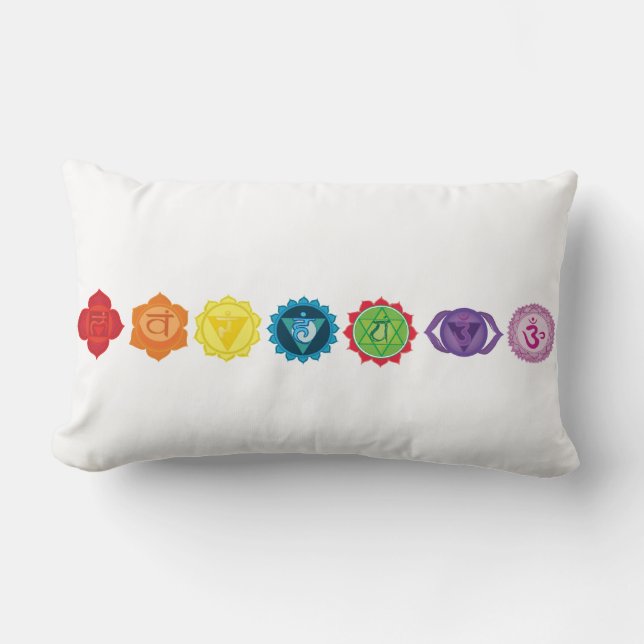 Seven Chakra Lumbar Pillow 33 cm x 53 cm Lendenkissen (Vorderseite)