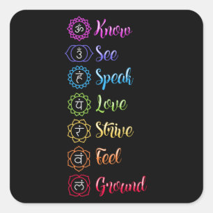 Seven Chakra Om Yoga Quadratischer Aufkleber