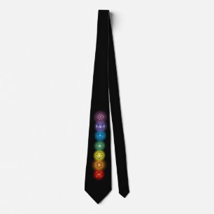 Seven Chakras Black Neck Tie Krawatte