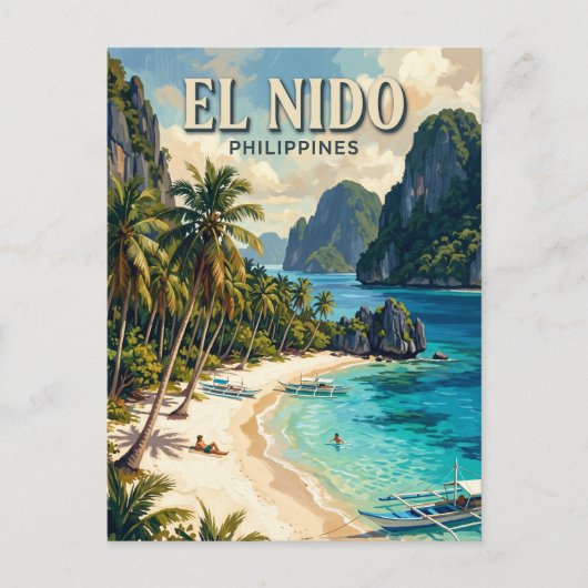 Seven Commandos Strand El Nido Philippinen Postkarte (Vorderseite)