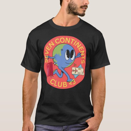 Seven Continents Club Cartoon T-Shirt (Vorderseite)
