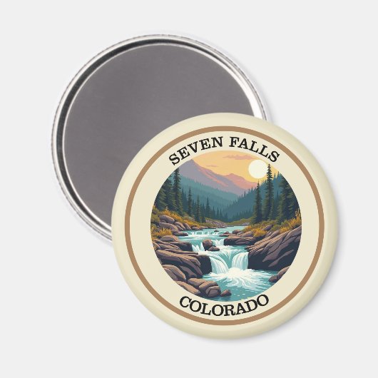 Seven Falls Colorado Retro Magnet (Vorderseite/Rückseite)