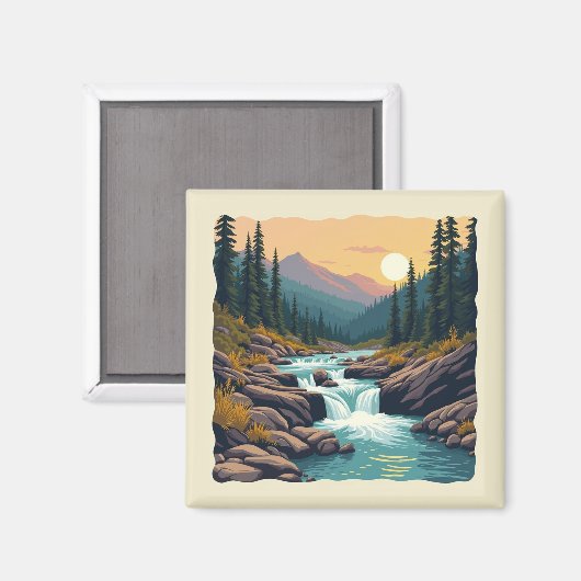 Seven Falls Colorado Retro Magnet (Vorderseite/Rückseite)